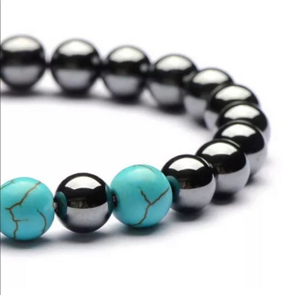 Hematite Turquoise 8mm Bracelet Grounding Balance - Picture 5 of 9